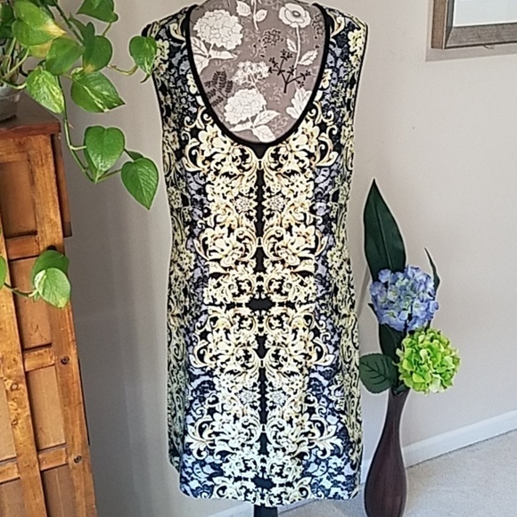 J. Taylor black, white & yellow dress Sz. 14 - Picture 3 of 6